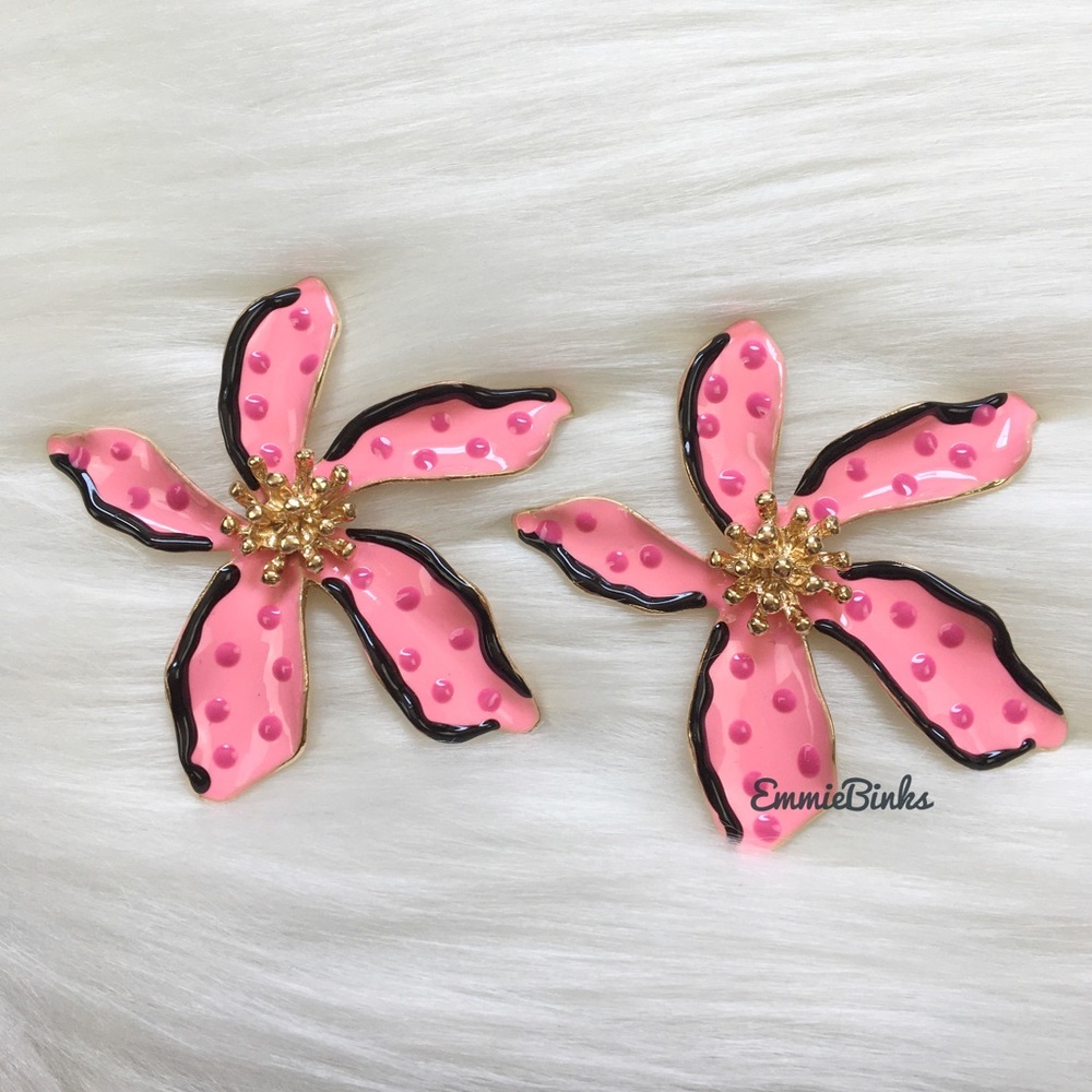 ✨3for$38 New Zara Enamel Floral Earrings ~ Floreat Statement Earrings - Picture 5 of 16